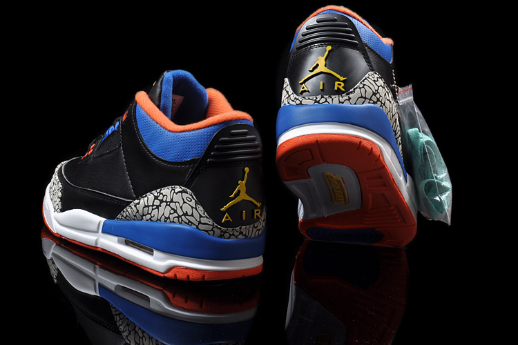 Air Jordan 3 Men Shoes Black/Gray/Orangered Online